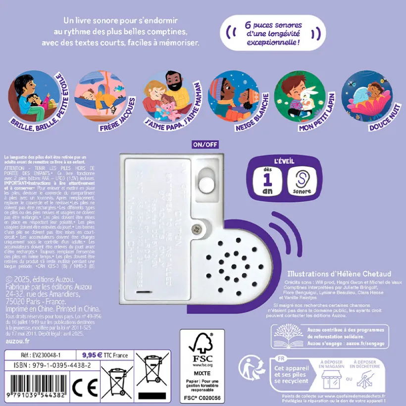Boek FR soundboek "Mes comptines pour faire dodo" 1jaar+