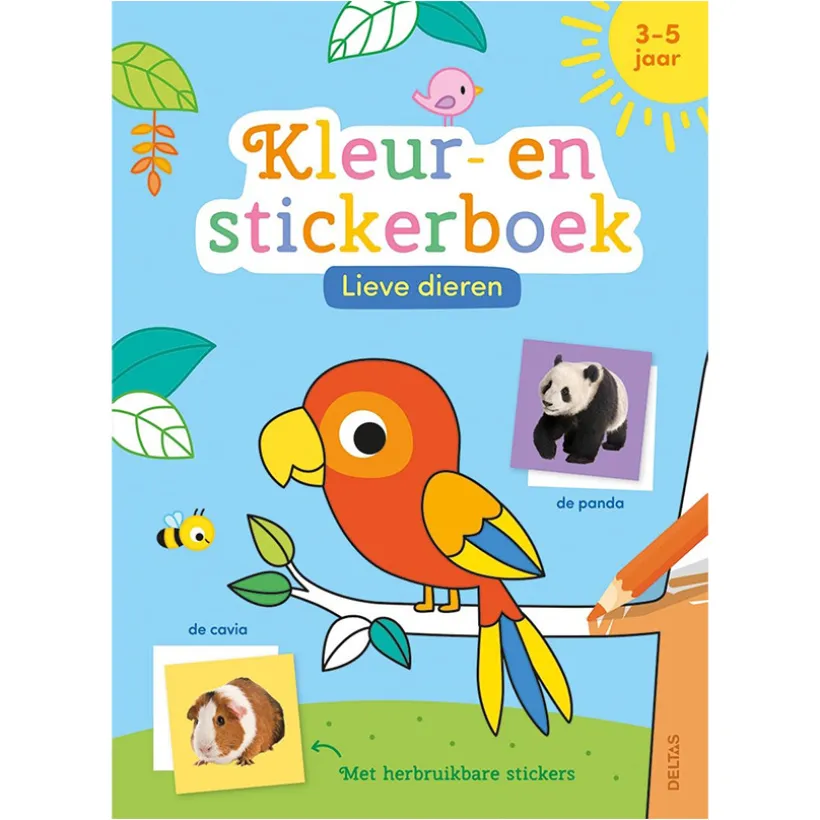Boek NL Kleur- en stickerboek Lieve Dieren 3/5J