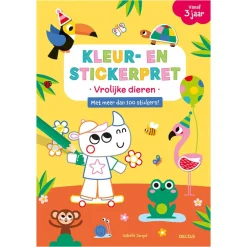 Boek NL Kleur- en stickerpret Vrolijke dieren +3J