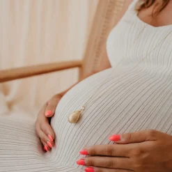 Bola de grossesse forme goutte effet brossé plaqué argent