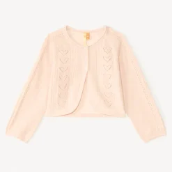 Boléro met lange mouwen van gehaakt materiaal en metallic garen voor meisjesbaby's