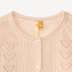 Boléro met lange mouwen van gehaakt materiaal en metallic garen voor meisjesbaby's