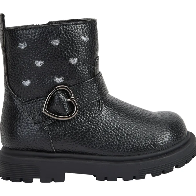 Booties in leder effect met hartenmotief en gespsluiting meisjes
