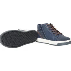 Booties marine met veters en rits voor jongen