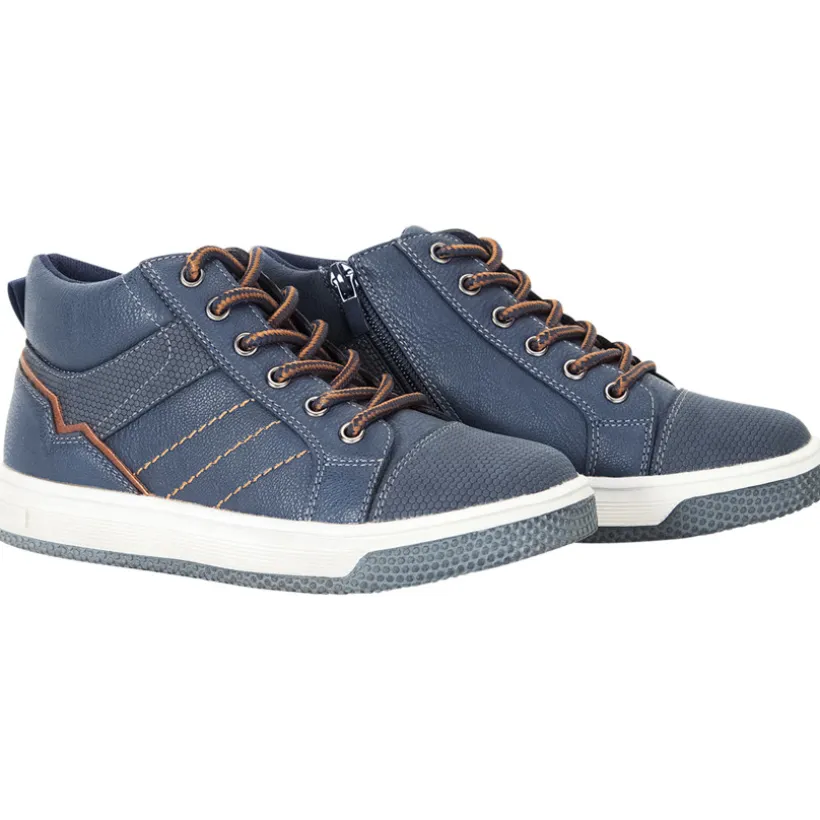 Booties marine met veters en rits voor jongen