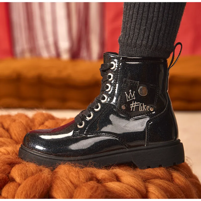 Booties met glanzende pailletten en patch meisjes