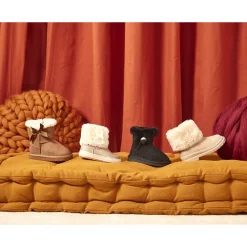 Booties met nepbont en strik voor babymeisjes