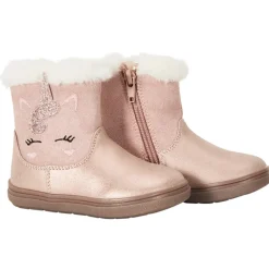 Booties met nepbont kraag en eenhoornmotief meisjes