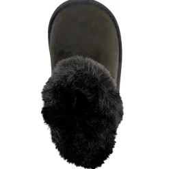 Booties zwarte in suède met details van bont en knop fantasie meisjes