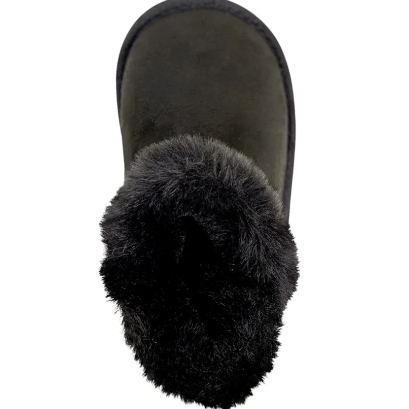 Booties zwarte in suède met details van bont en knop fantasie meisjes