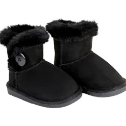 Booties zwarte in suède met details van bont en knop fantasie meisjes