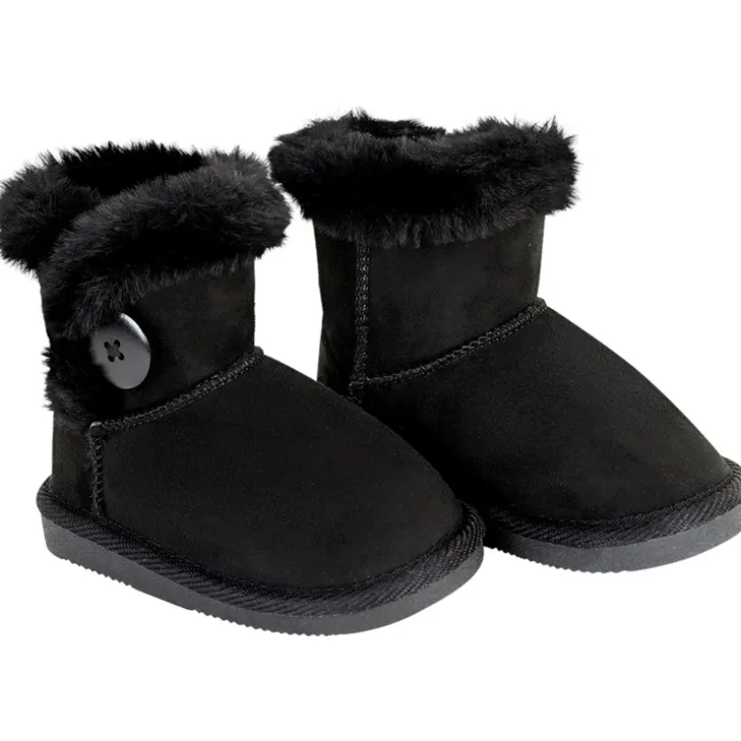 Booties zwarte in suède met details van bont en knop fantasie meisjes