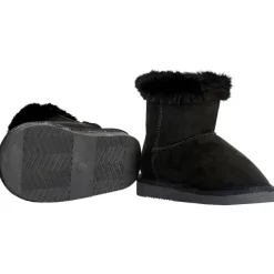 Booties zwarte in suède met details van bont en knop fantasie meisjes