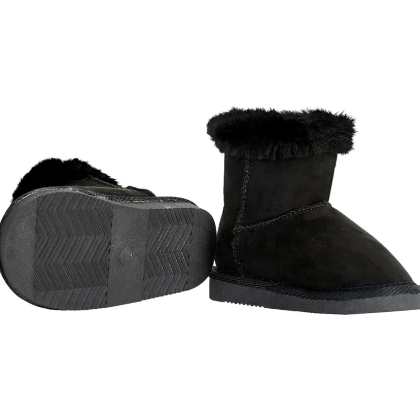 Booties zwarte in suède met details van bont en knop fantasie meisjes