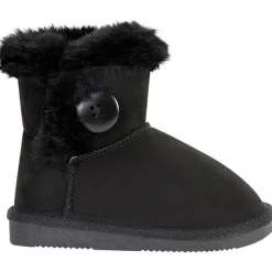 Booties zwarte in suède met details van bont en knop fantasie meisjes