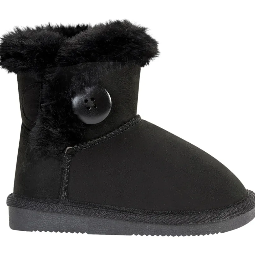 Booties zwarte in suède met details van bont en knop fantasie meisjes