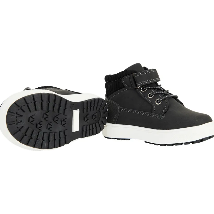 Booties zwarte met elastische veters en klittenband voor jongen