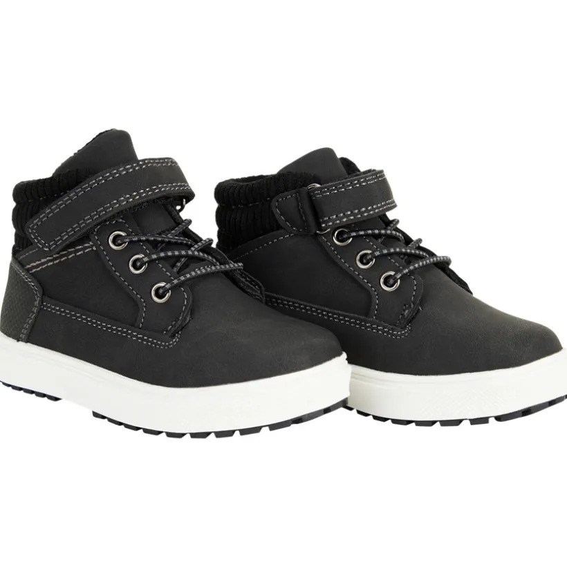 Booties zwarte met elastische veters en klittenband voor jongen