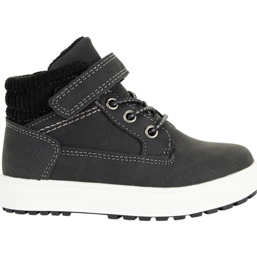 Booties zwarte met elastische veters en klittenband voor jongen