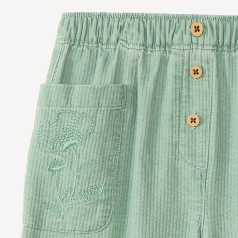 Bordeaux-broek met bloemenborduurwerk meisjes.