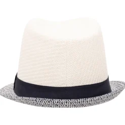 Borsalino en paille bicolore à galon tissé garçon