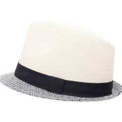 Borsalino en paille bicolore à galon tissé garçon