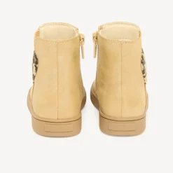 Bottines voor babymeisjes met rits en elastiek met een luipaardprint hartmotief.