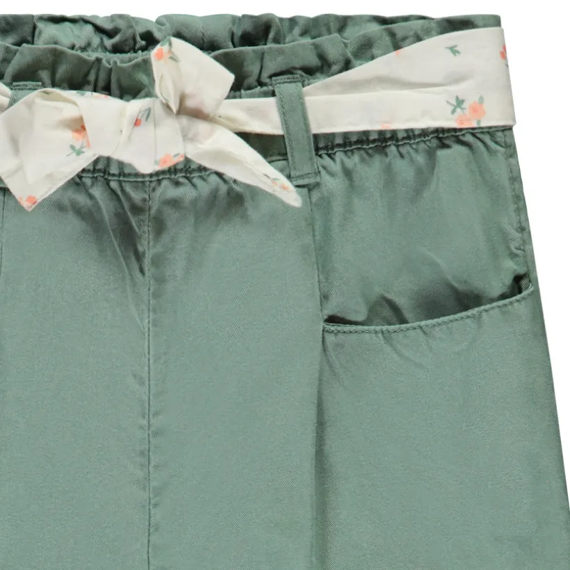 Bovenste broek van stof met strikceintuur voor meisjes