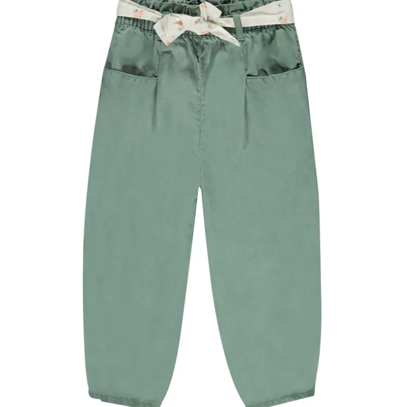 Bovenste broek van stof met strikceintuur voor meisjes