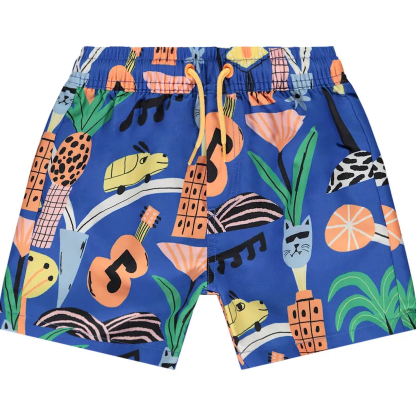 Boys short met fantasieprint – blauw