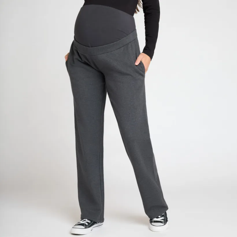 brede joggingbroek in fleece met hoge elastische buikband