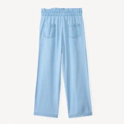Brede paperbag broek met knoop meisjes