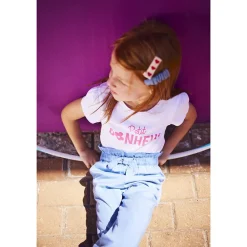 Brede paperbag broek met knoop meisjes