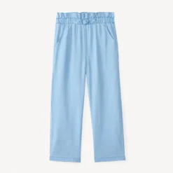 Brede paperbag broek met knoop meisjes