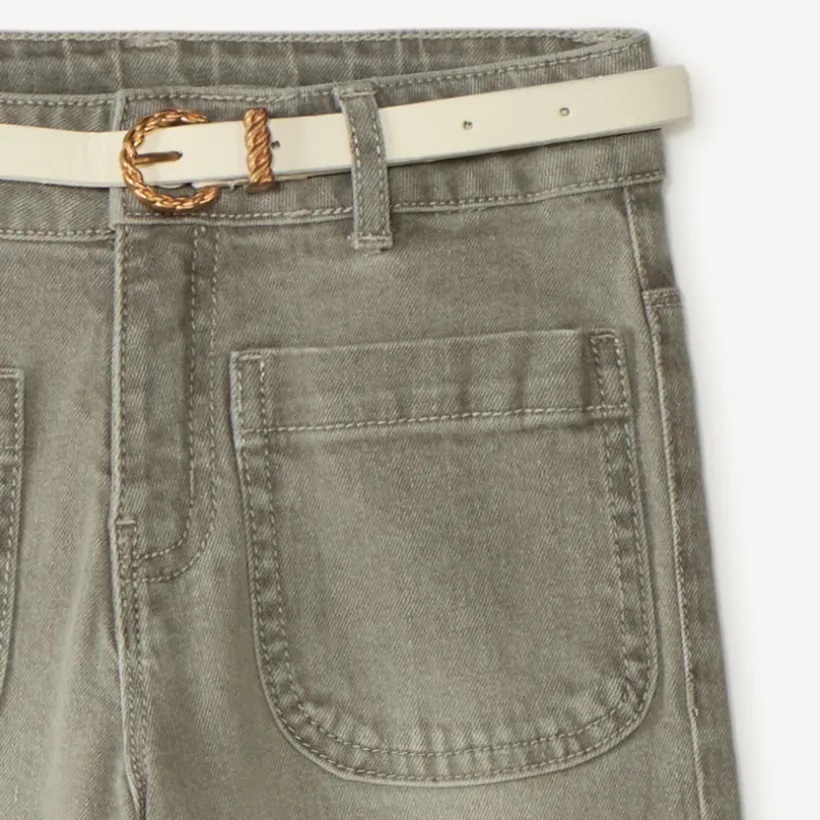 Brede rechte jeans met riem meisjes