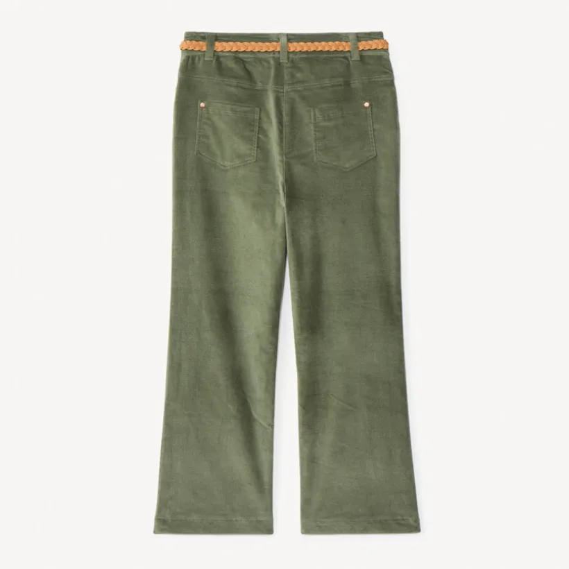 Broek bootcut in fluweel met gevlochten riem meisjes