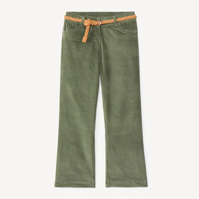 Broek bootcut in fluweel met gevlochten riem meisjes