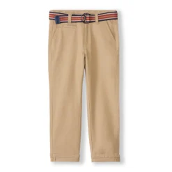 Broek met gestreepte geweven riem en dubbele gesp jongens