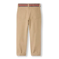 Broek met gestreepte geweven riem en dubbele gesp jongens