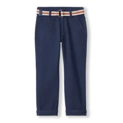 Broek met gestreepte geweven riem en dubbele gesp jongens