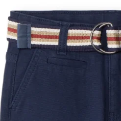Broek met gestreepte geweven riem en dubbele gesp jongens