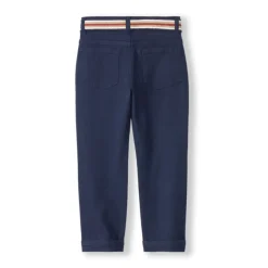 Broek met gestreepte geweven riem en dubbele gesp jongens