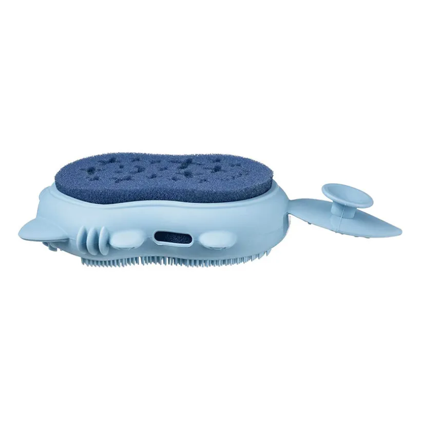 Brosse de bain Rebard avec éponge anti croûtes de lait bleu