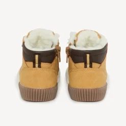 Camelkleurige booties met veters en rits voor baby jongen