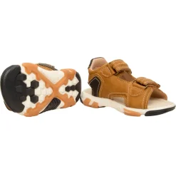 Camelkleurige sandalen met dubbele velcro voor baby jongen