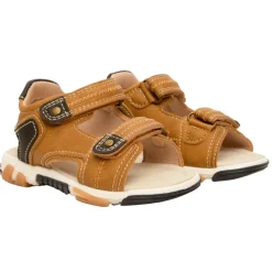Camelkleurige sandalen met dubbele velcro voor baby jongen
