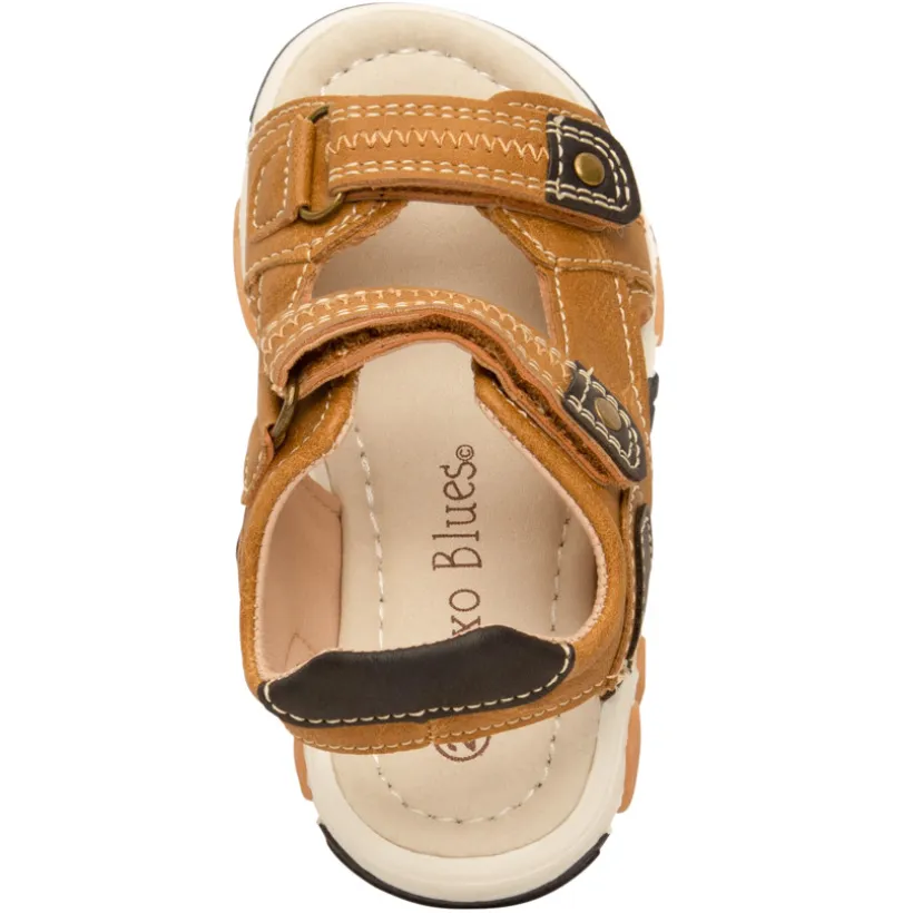 Camelkleurige sandalen met dubbele velcro voor baby jongen