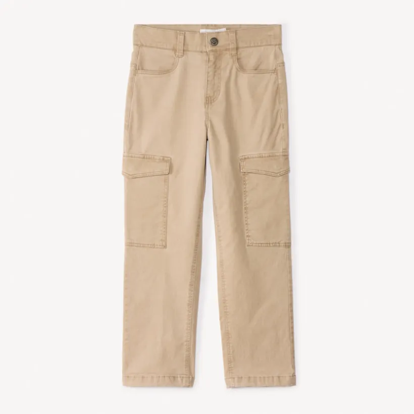 Cargo broek van effen canvas jongens