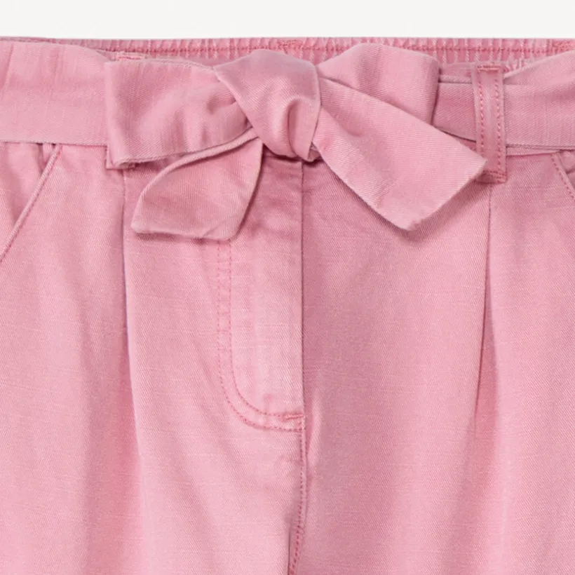 Cargojoggingbroek in twill met riem meisjes