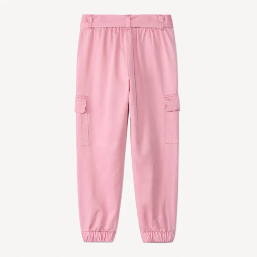 Cargojoggingbroek in twill met riem meisjes
